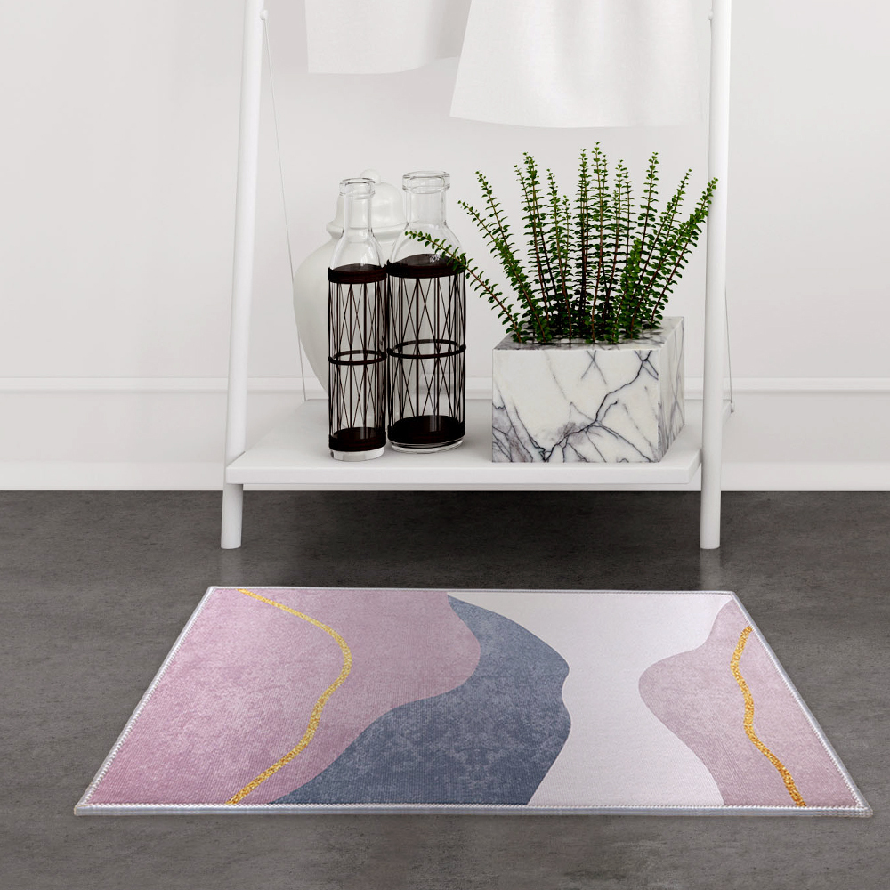 簡約線條臥室絨毛地墊