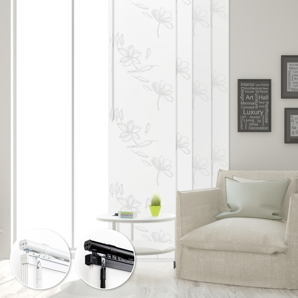 北歐花影│透光│60x4片│伸縮片簾隔間簾│遮蔽寬度125-225cm│遮蔽高度240cm