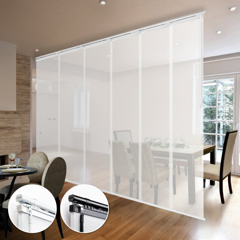 淨白柔雪│透光│60x4片│伸縮片簾隔間簾│遮蔽寬度125-225cm│遮蔽高度240cm