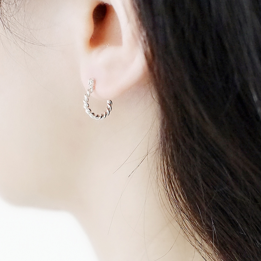 麻花小圓圈純銀耳環/SE565