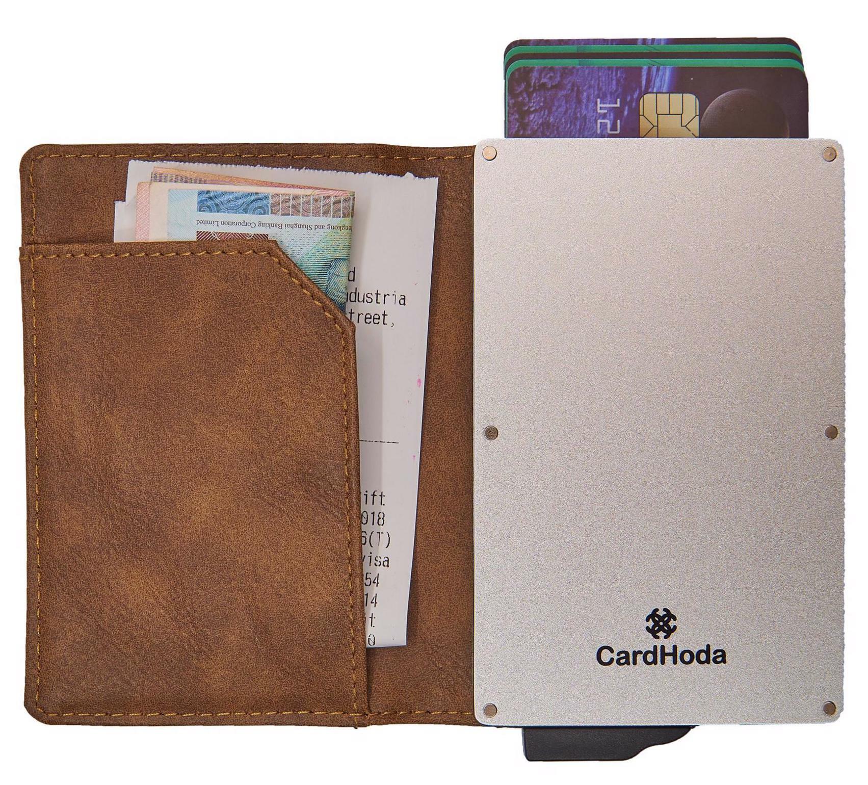 CARDHODA aluminum card protector with pu wallet small