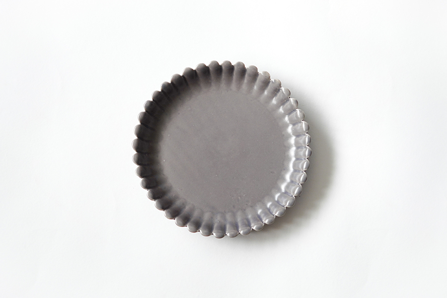 石川裕信-輪花7吋皿 灰