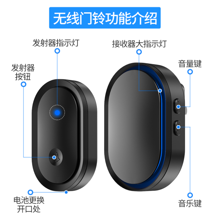 无线门铃家用智能遥控门铃 （白色）
