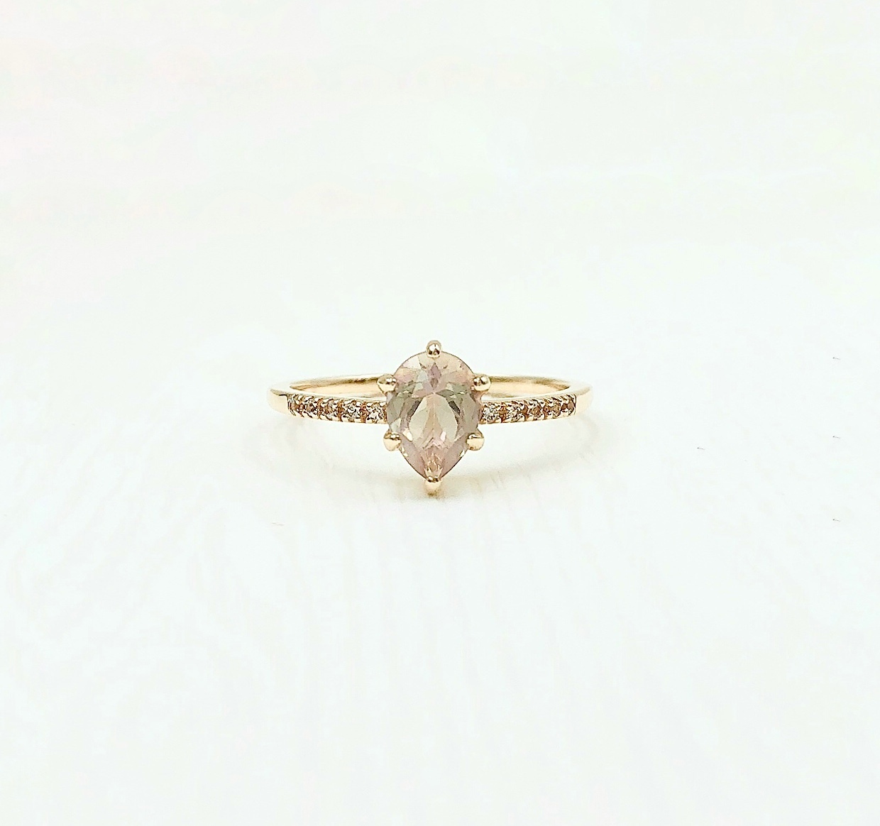 玫瑰拓帕石戒指