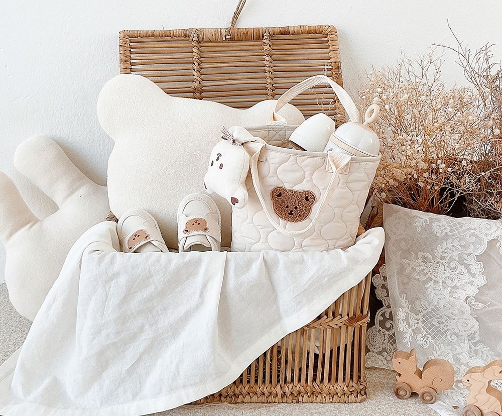 Dot to Dot 波浪紋單熊手提收納袋