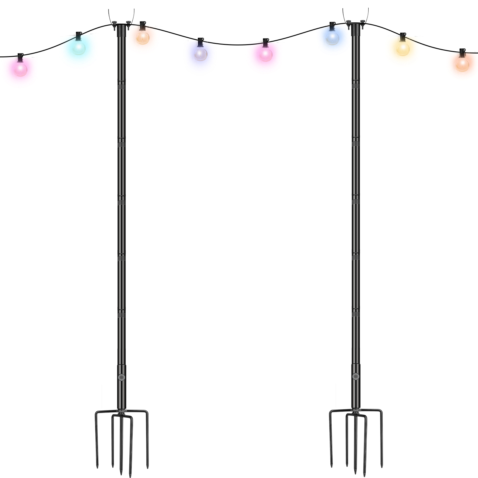 2X 10ft Heavy Duty Designed to Use 2 Pack String Lights Poles for Outdoors 