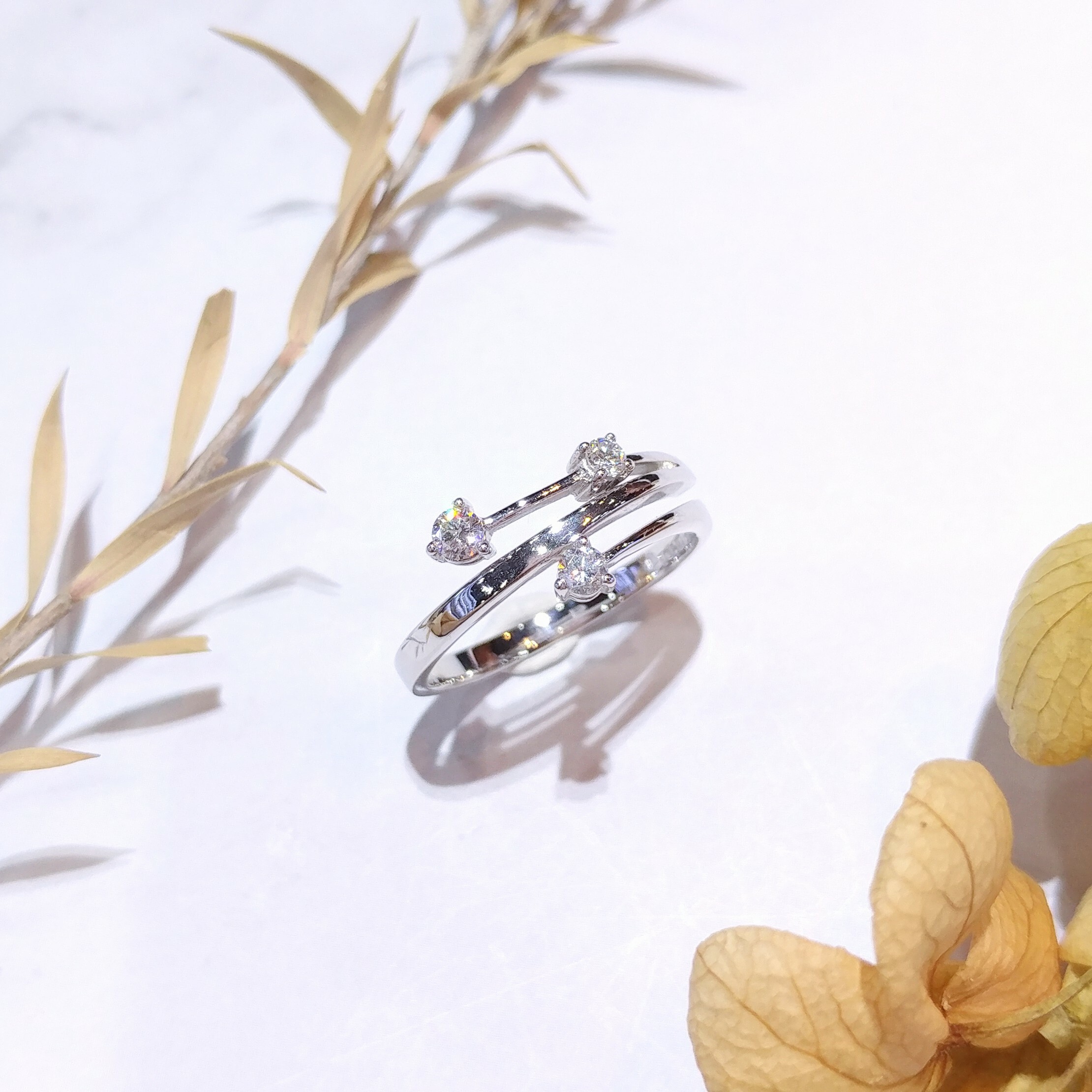 全新18K白金15份鑽石戒指