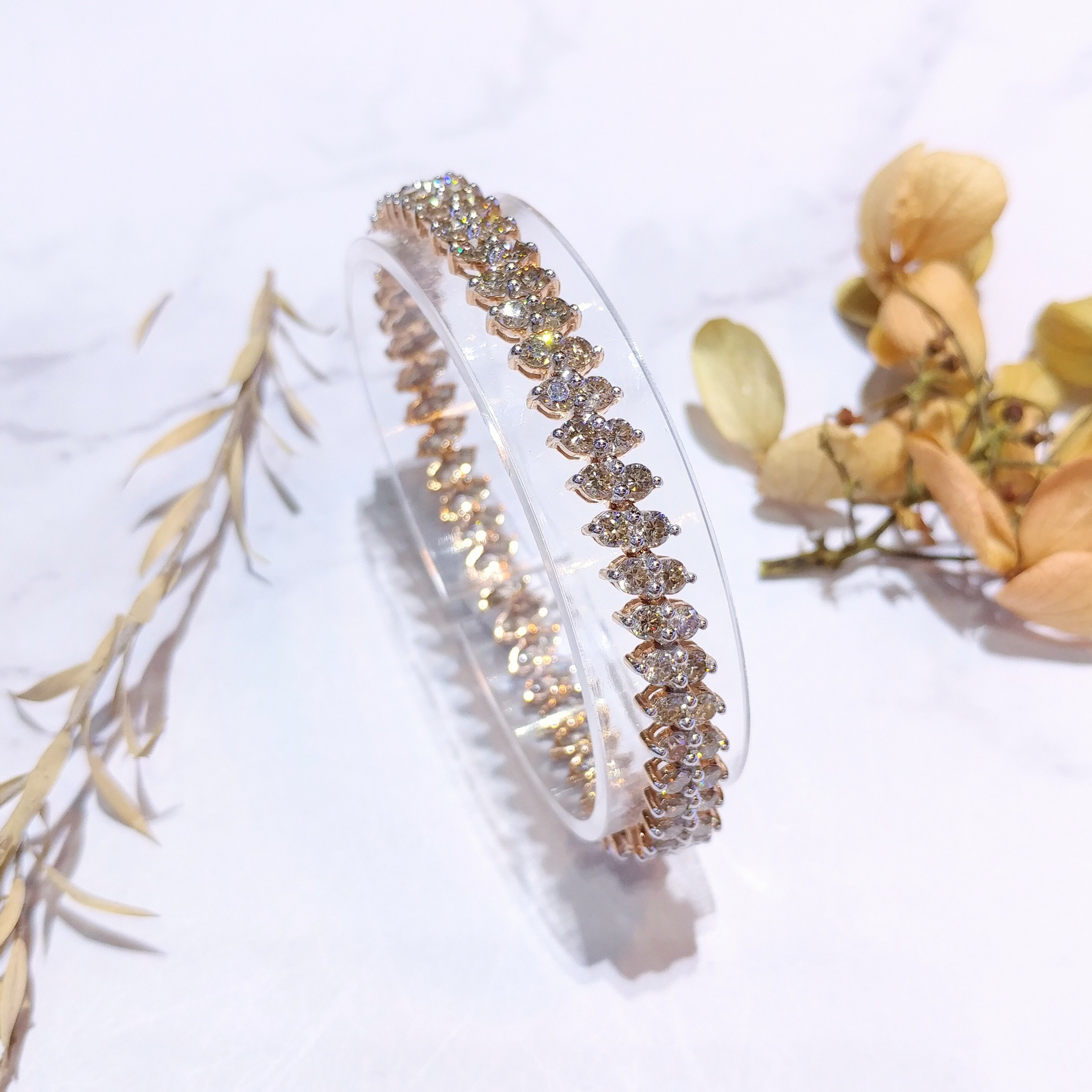 全新18K金7卡21份鑽石手鍊