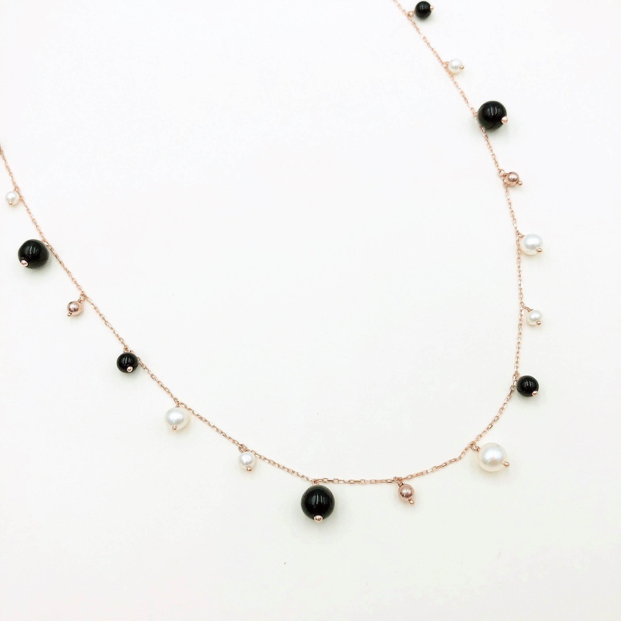 摩登風格黑瑪瑙珍珠項鍊