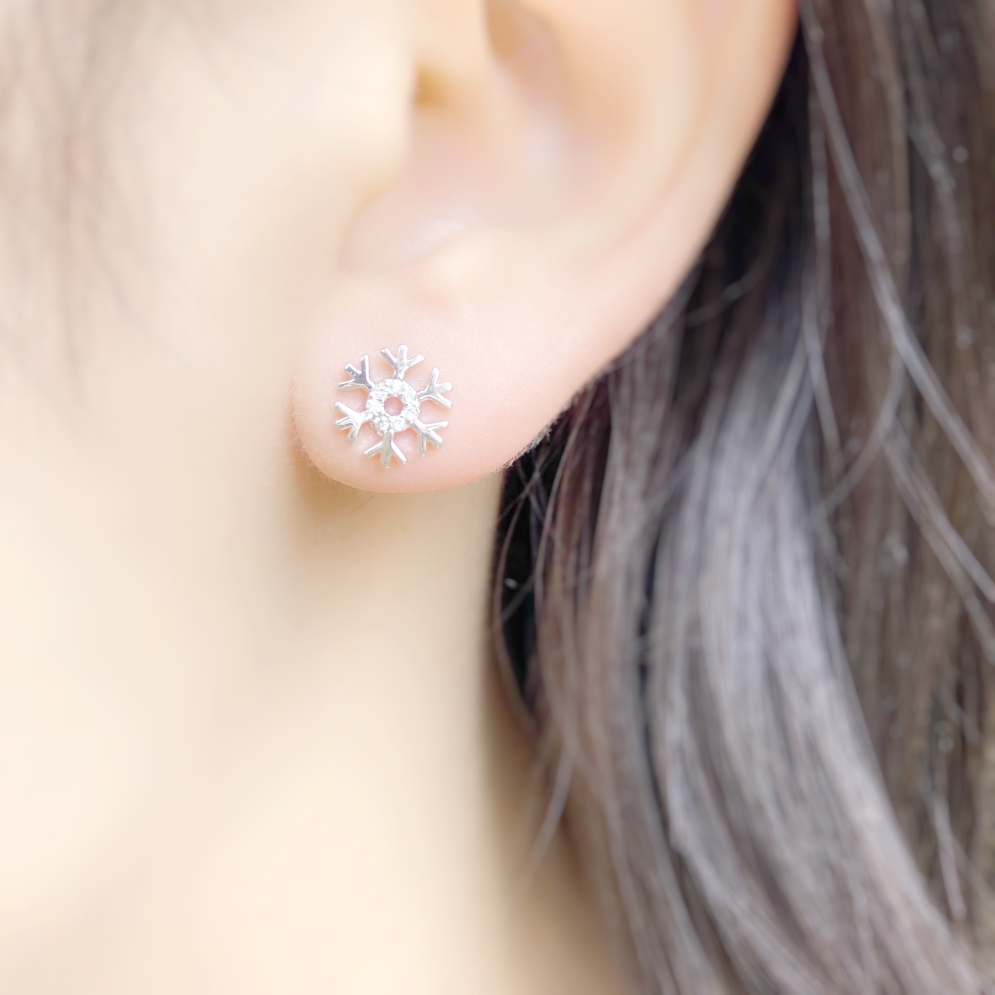 | 925純銀・ 白金 | 雪花麋鹿耳環 | EA0447 |