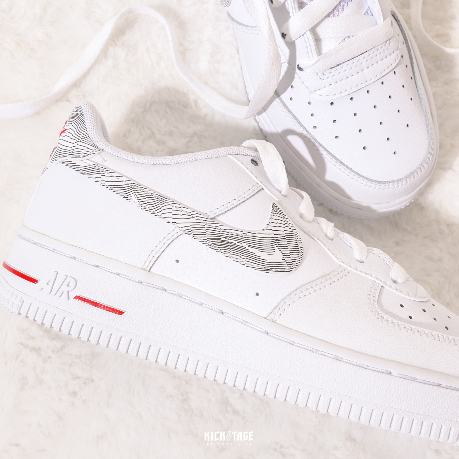 女生尺寸NIKE AIR FORCE 1 (GS) 白紅白灰像素AF1 大童鞋【DJ4625-100】