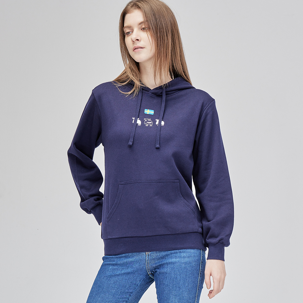 moz瑞典 三隻小鹿帽T-藏青(亞洲版) 男女款