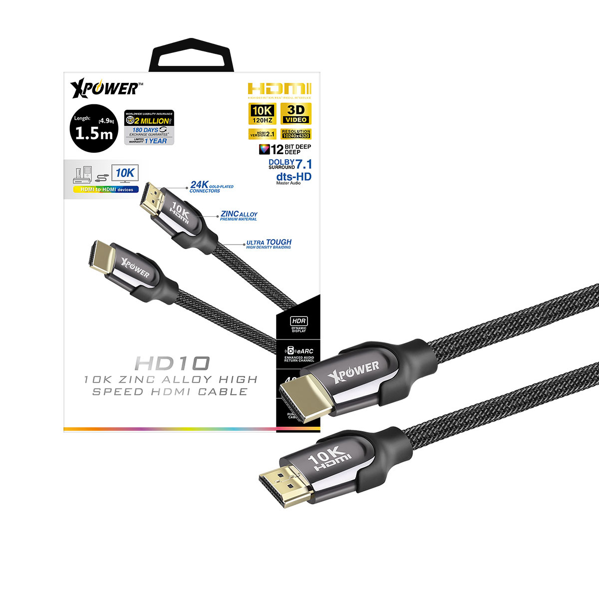 XPower HD10 10K 高速HDMI鋅合金線