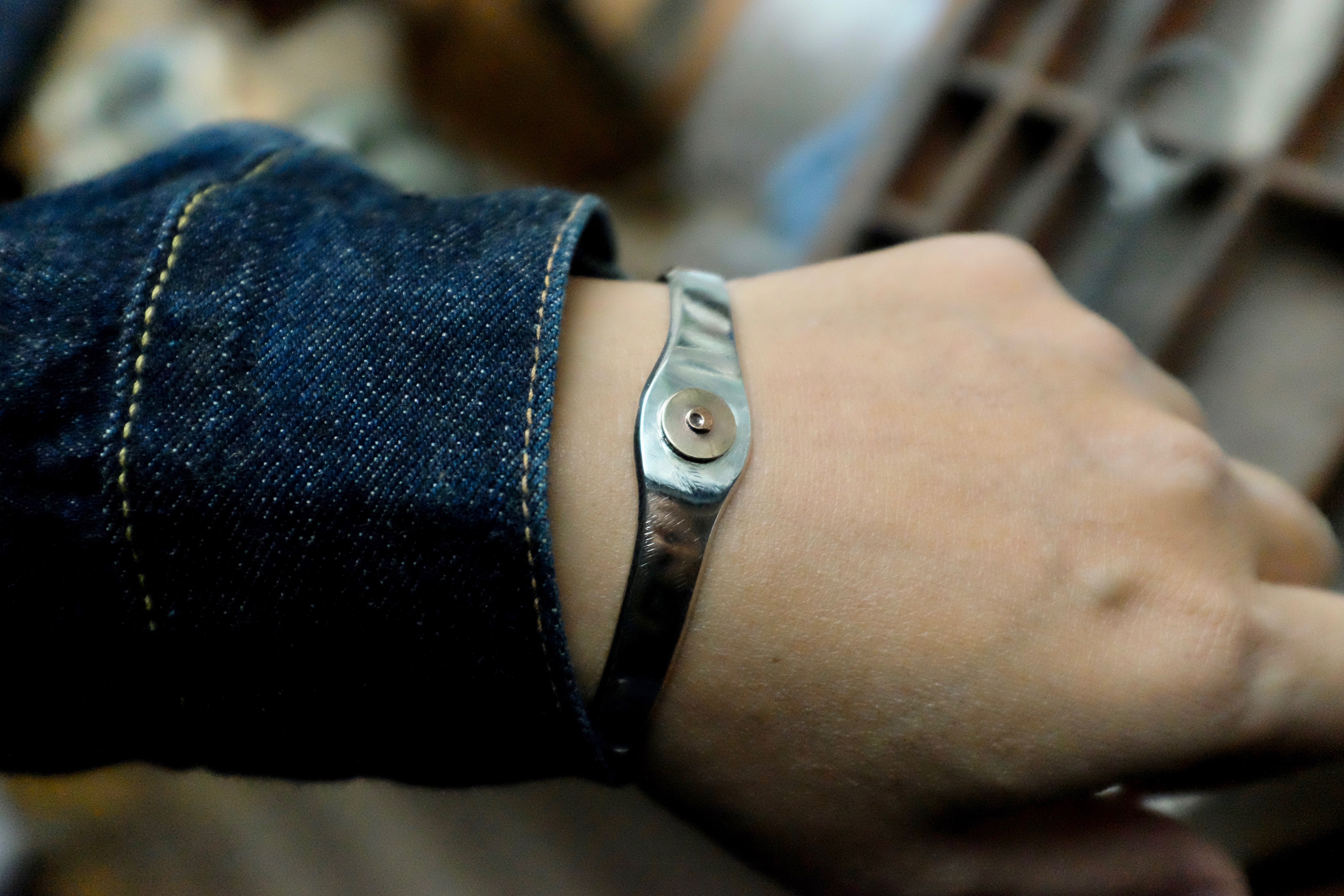 『Faith』S.F.K Vintage LEVI'S rivet 925 silver bracelet 拋光亮銀版 須事先詢問現貨數量