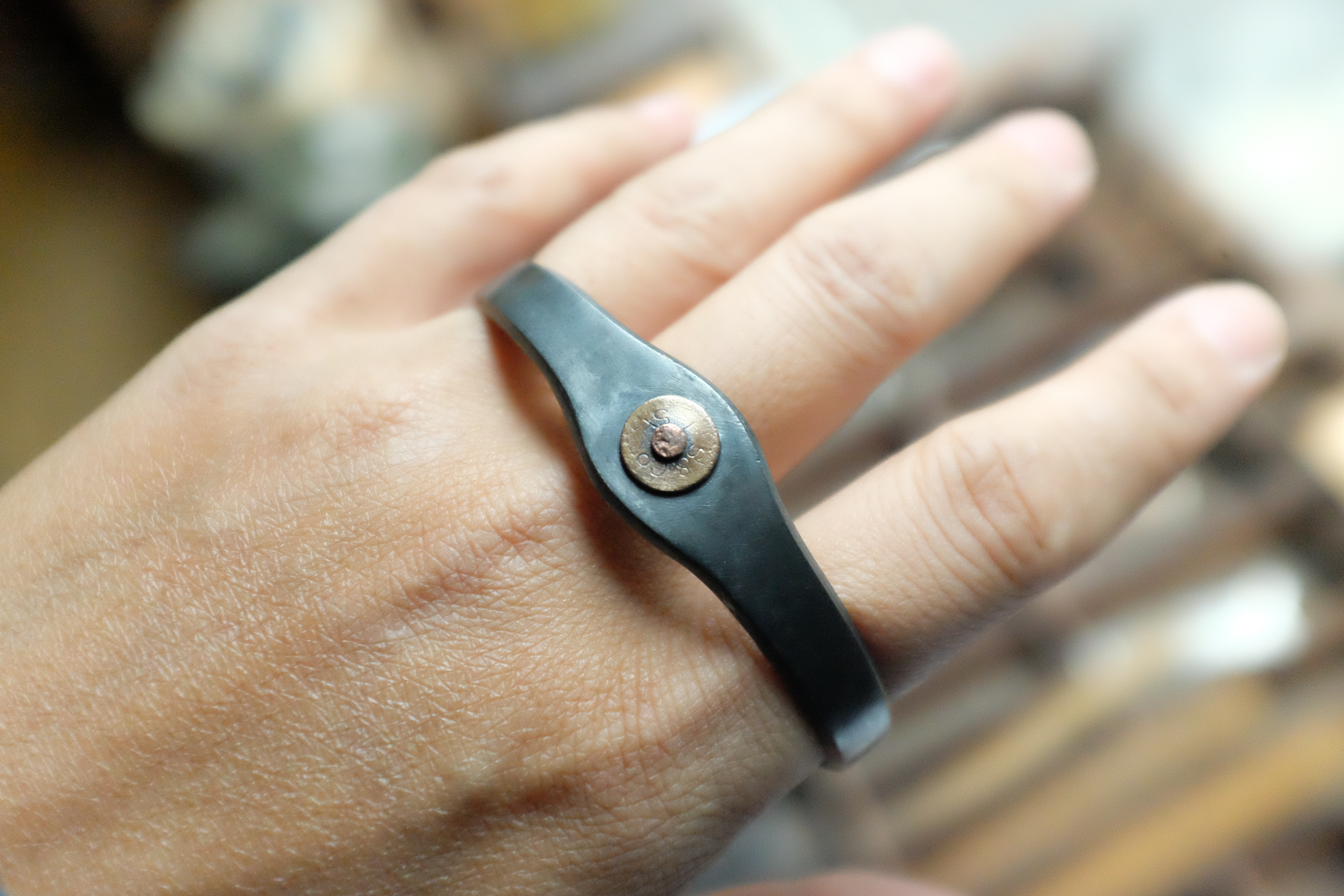 『Faith』S.F.K Vintage LEVI'S rivet 925 silver bracelet 鐵灰霧化版  (Pre-order 需要預訂）