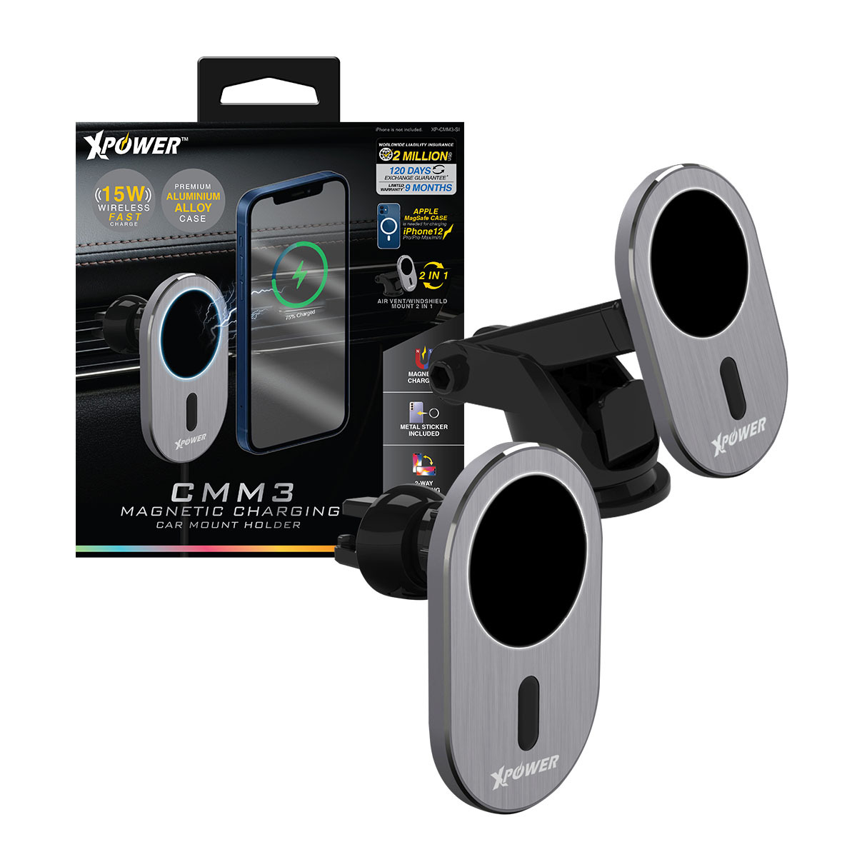 XPower CMM3 15W無線快充磁吸車用支架