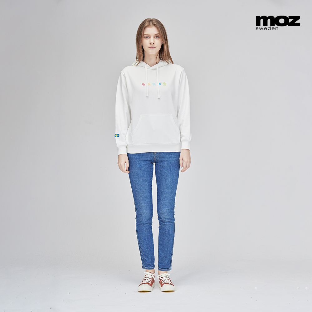 moz瑞典 彩虹駝鹿帽T-白(亞洲版)-女款