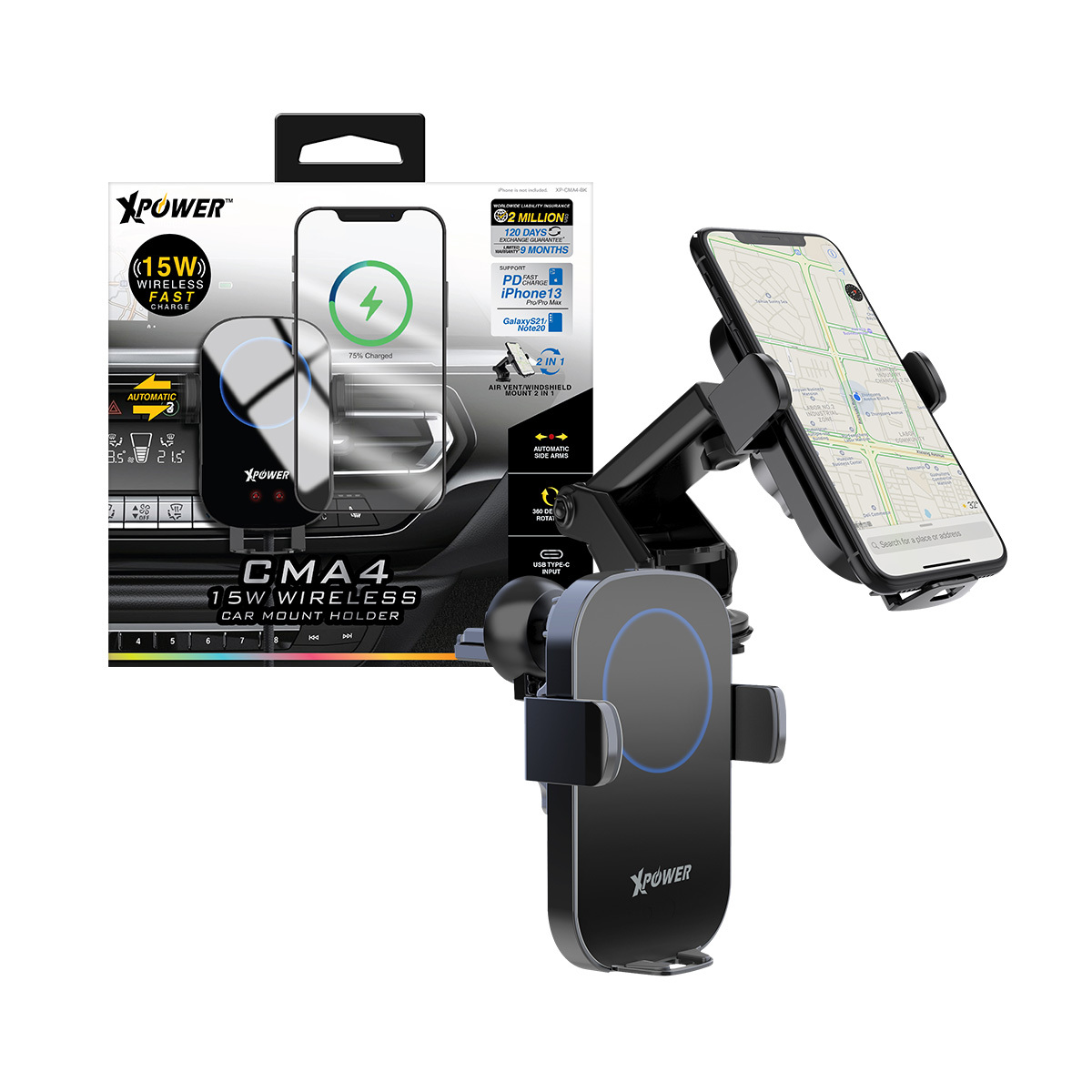 XPower CMA4 10W無線快充自動車用支架