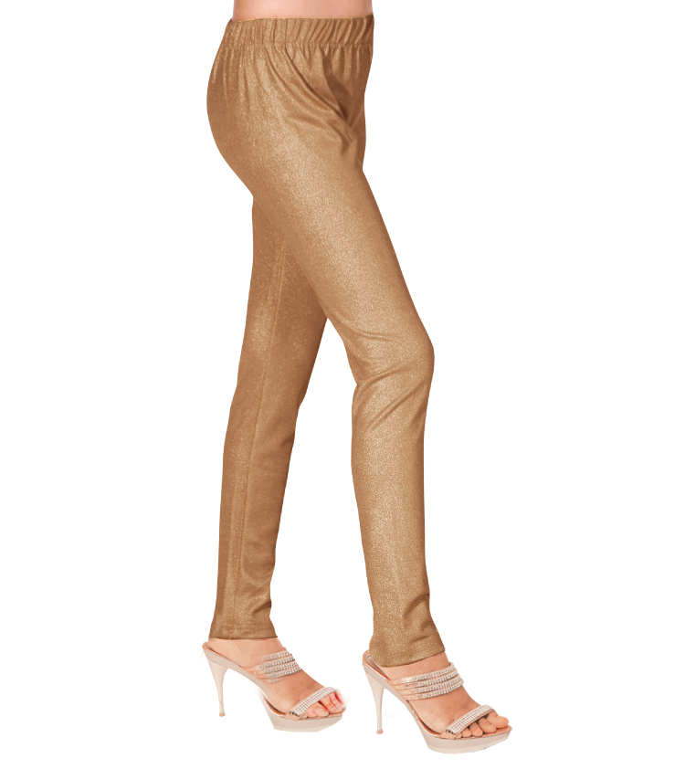 Women Gold Shimmer Stretchable 4 Ways Legging Pants LE002