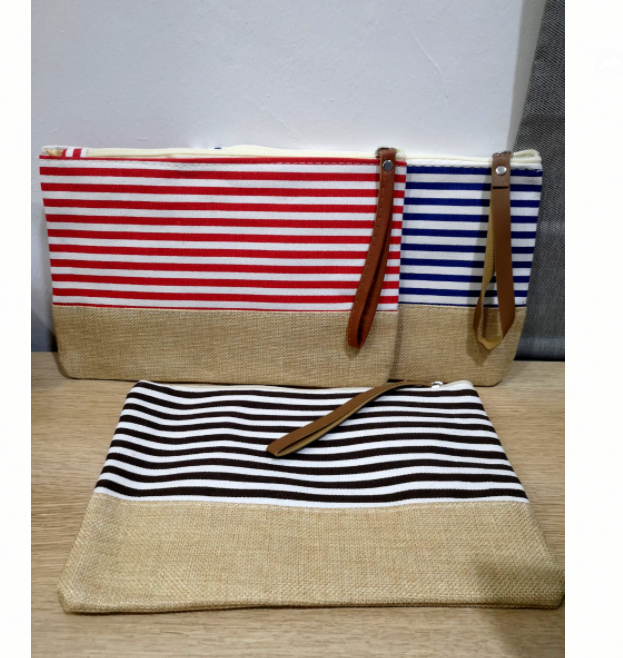 条纹手拿包 （1 pcs 颜色随机)