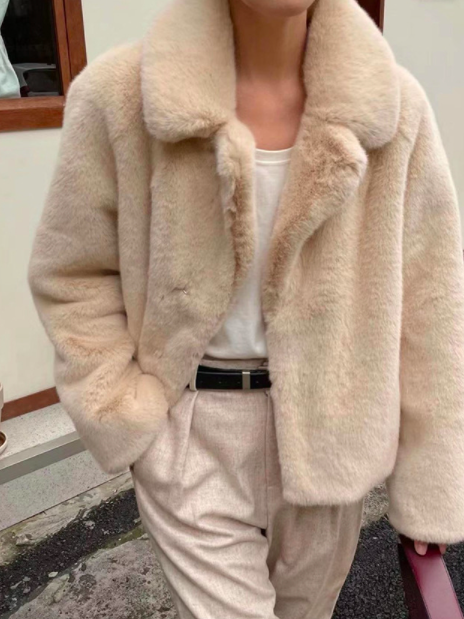 ᴷᴼᴿᴱᴬ 🇰🇷   <現貨>歐美明星同款環保皮草丹麥貂絨毛毛外套 （兩色）