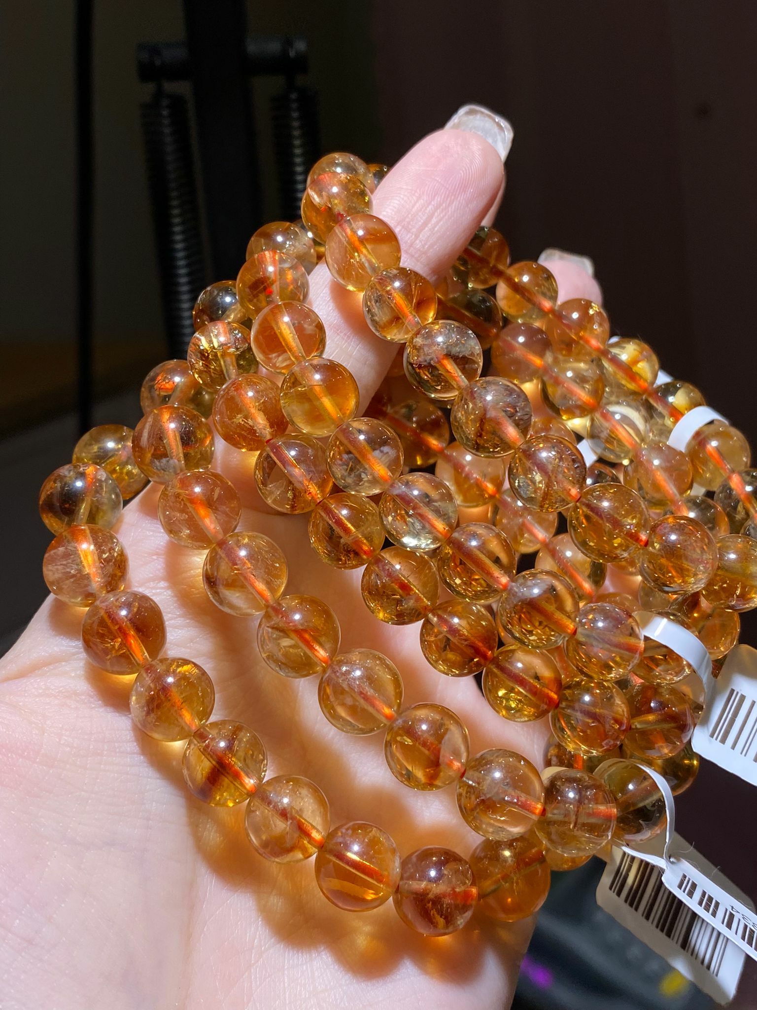 黃水晶金字塔手串