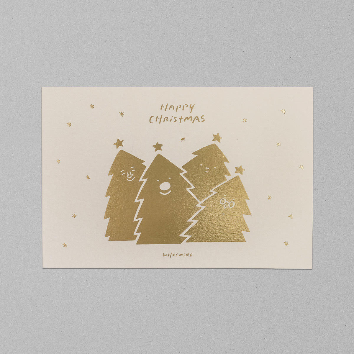 「HAPPY CHRISTMAS」聖誕卡片／米白