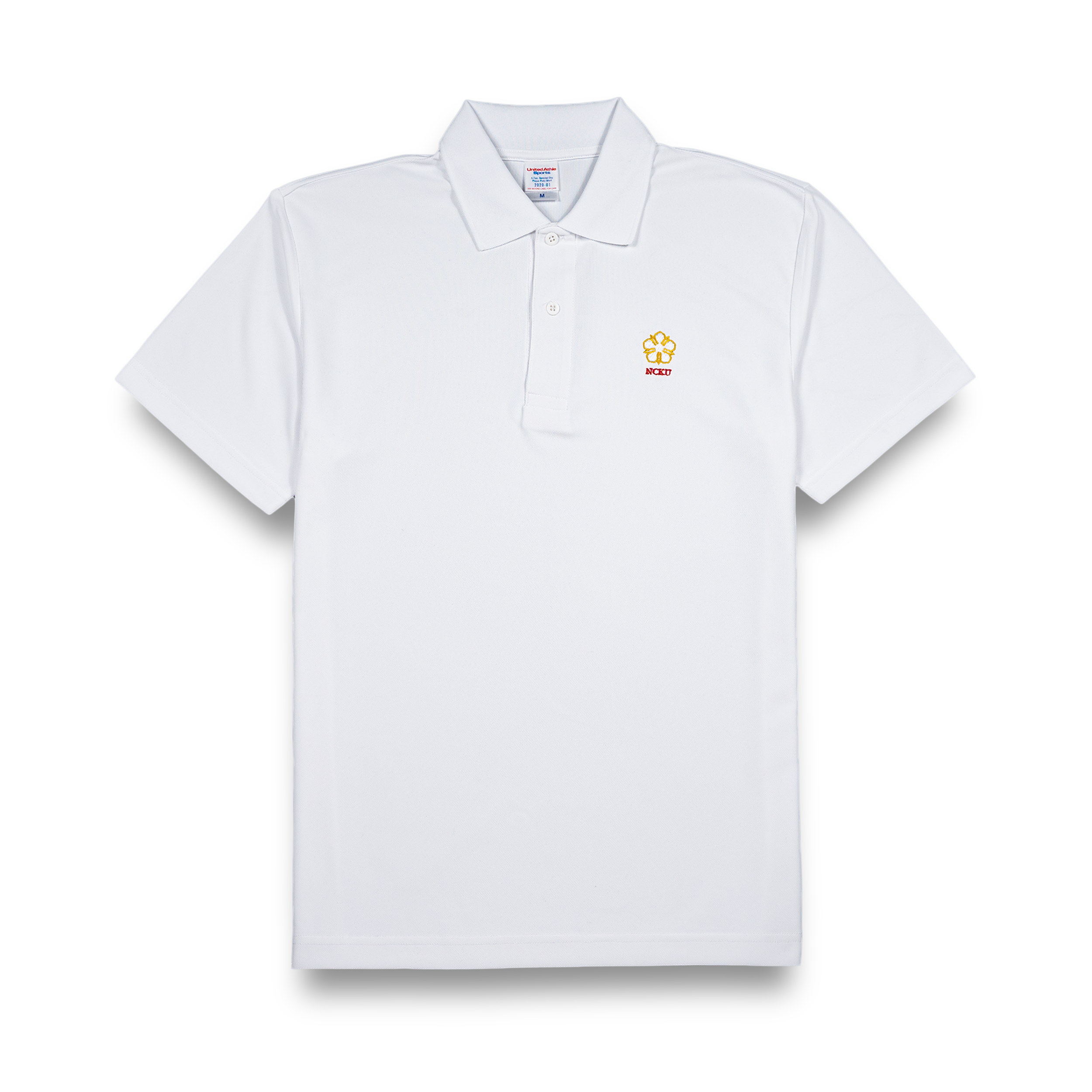 United Athle® 成功大學 NCKU 4.7 oz 高機能網眼 刺繡標章 POLO衫 (白色)