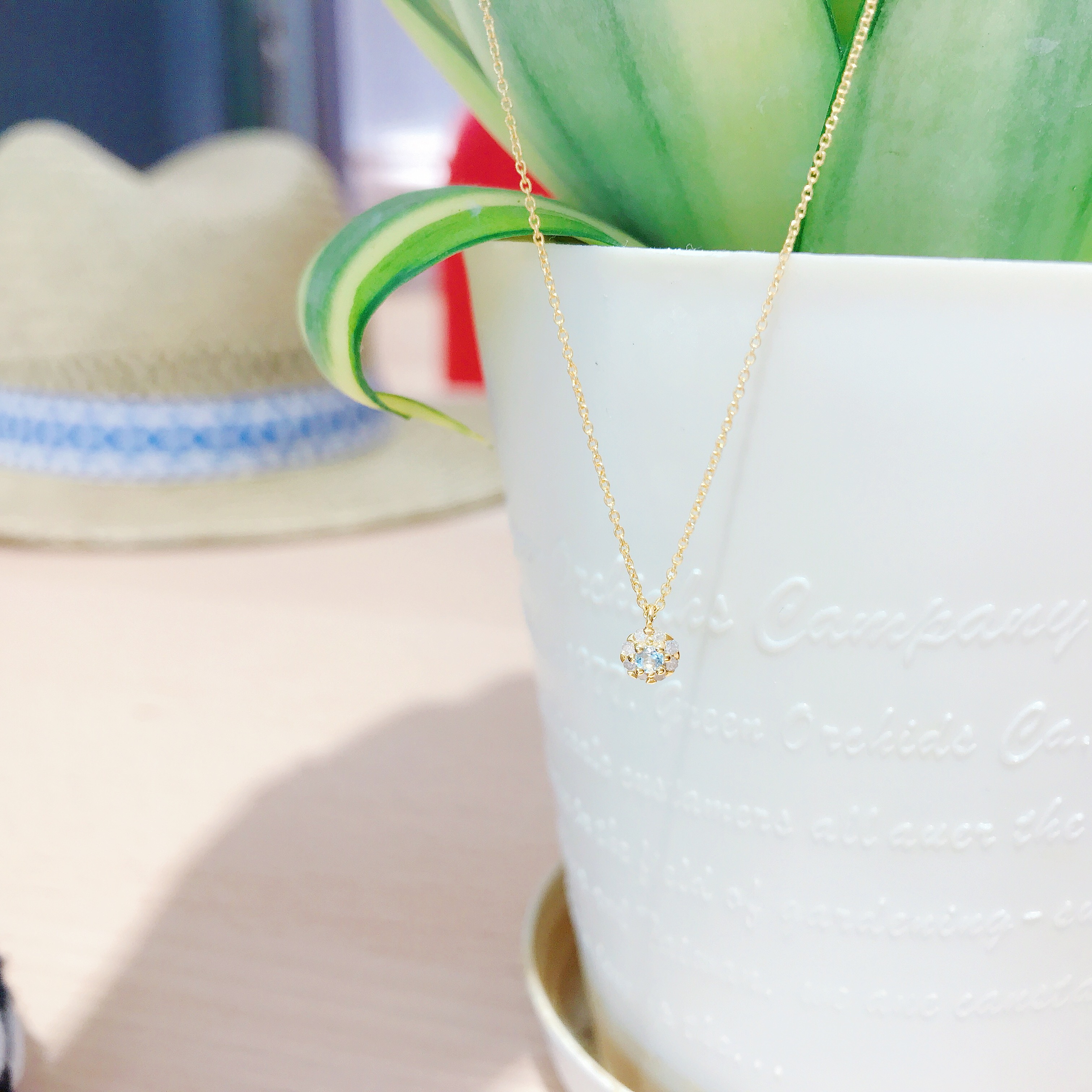 生日石項鍊-3月海藍寶石