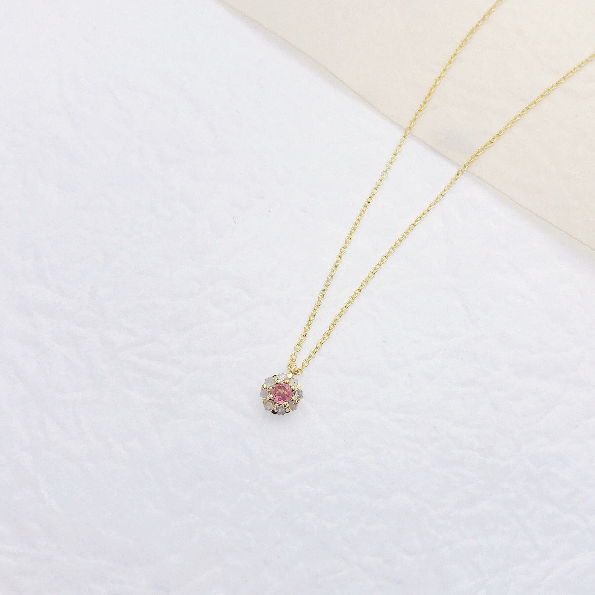 生日石項鍊-10月粉紅碧璽