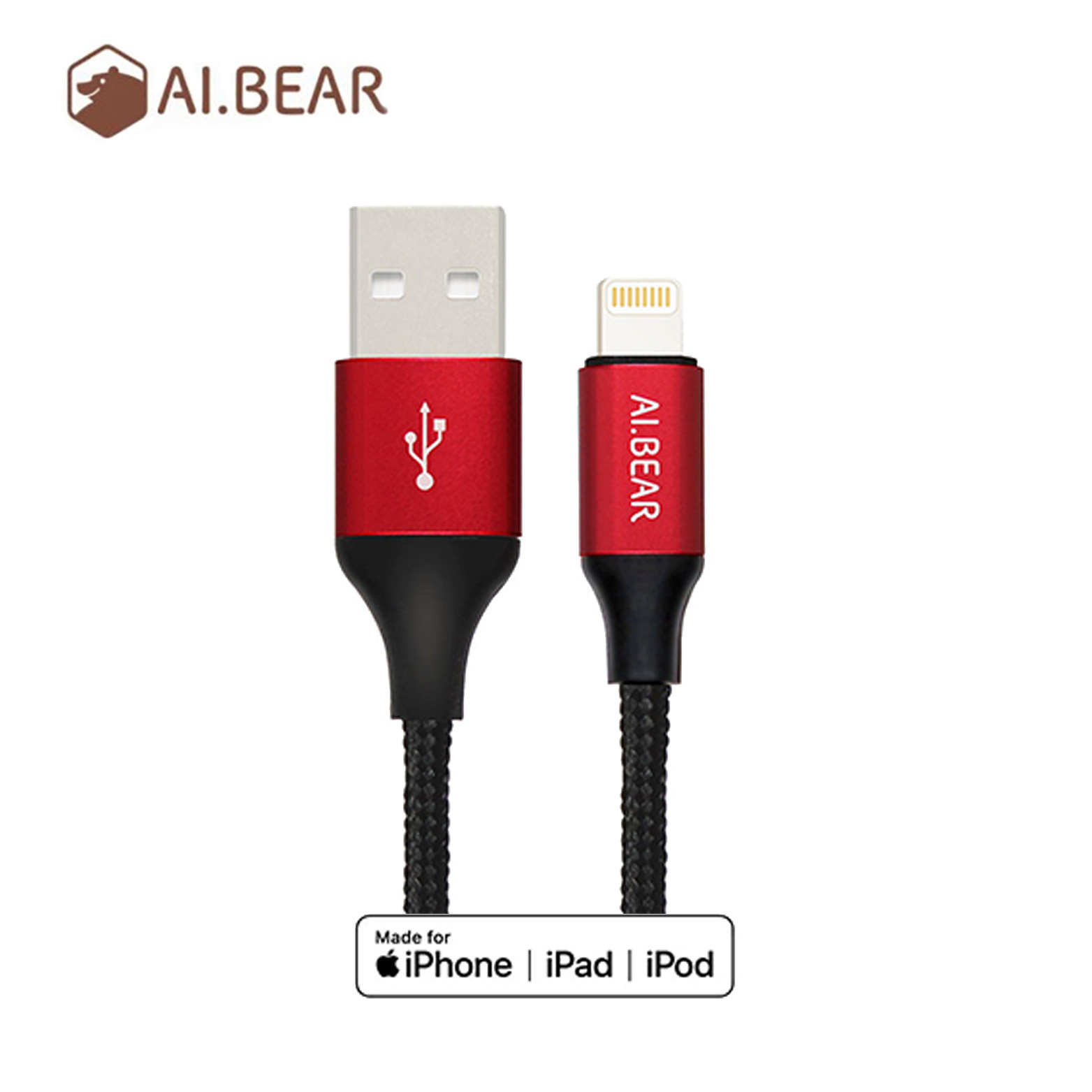 AI.BEAR Lightning充電傳輸線 1.5M 紅