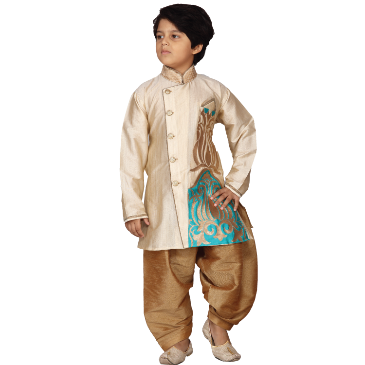 Boy Beige Soft Linen With Side Button Long sleeves Kurta Top jippa Only Q1192