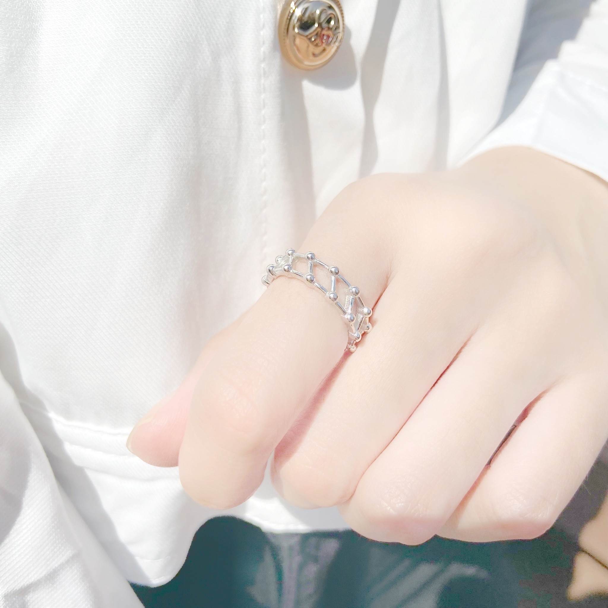 | 925純銀・白金 | 格紋戒指  | RI0341 |