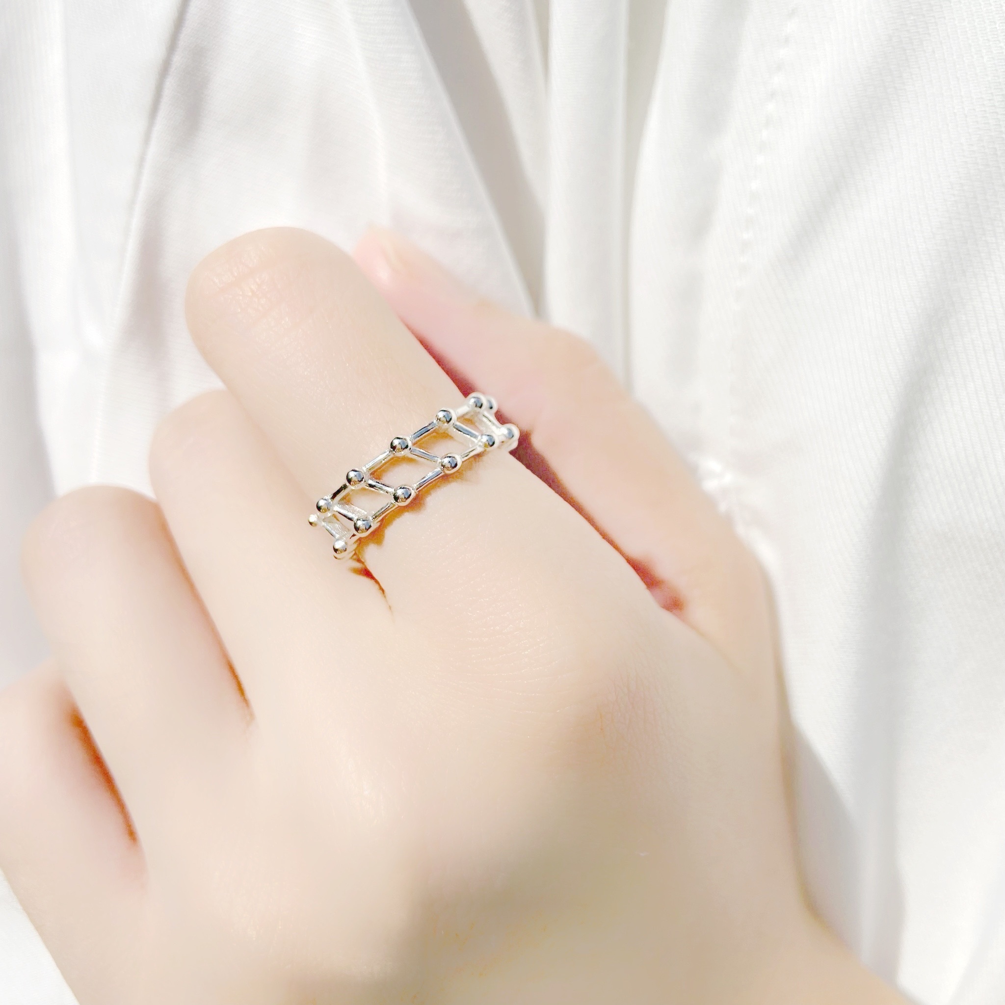 | 925純銀・白金 | 格紋戒指  | RI0341 |