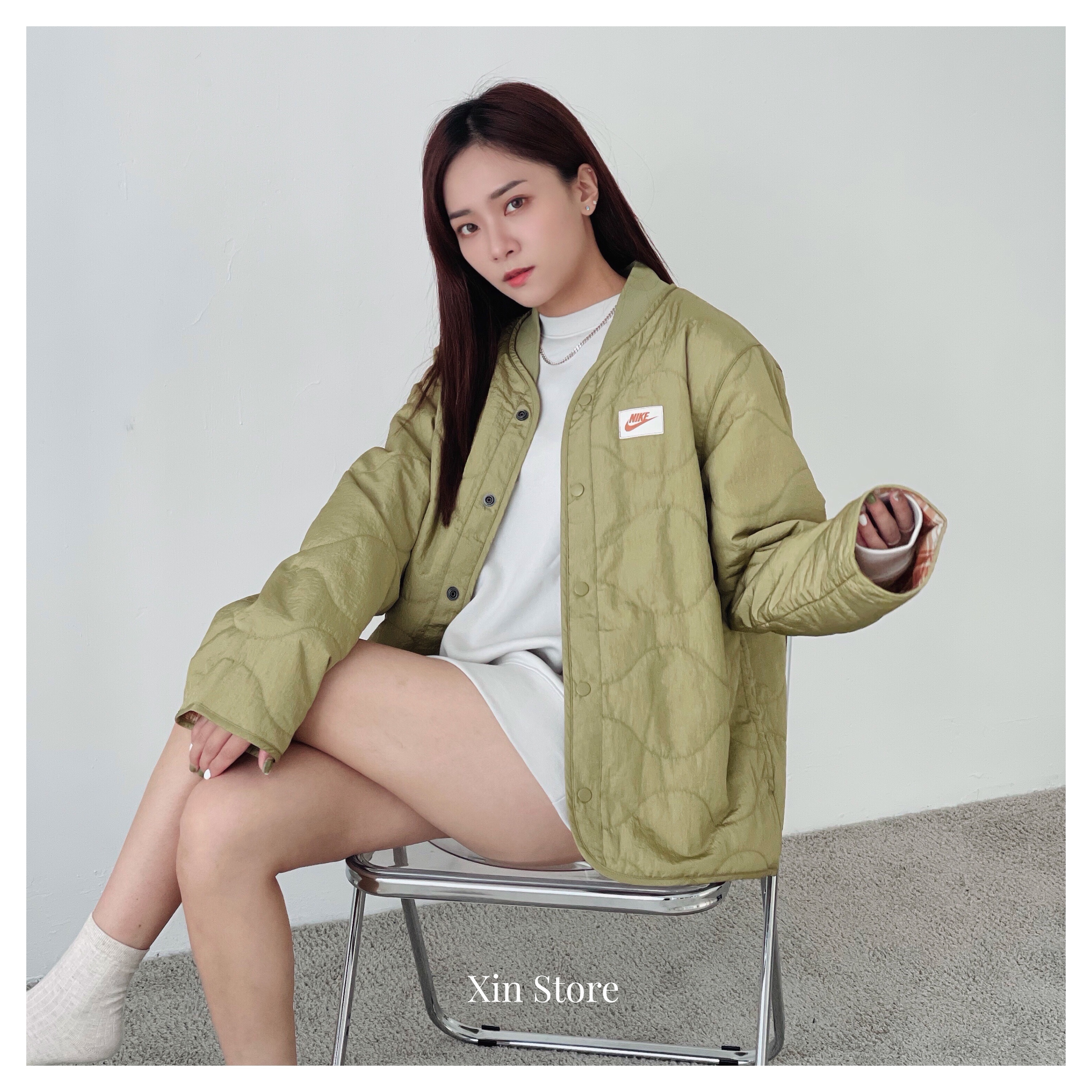 【現貨】Nike NSW Swoosh Jacket 日系 菱格紋 排扣 小標 外套 棒球外套 黑 綠