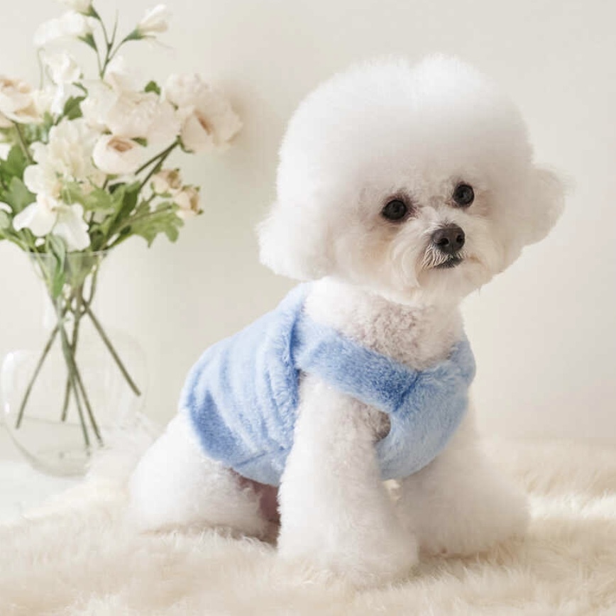 毛茸茸背心 (SkyBlue)天空藍 Bebe Fur Crop-It’s sunny outside