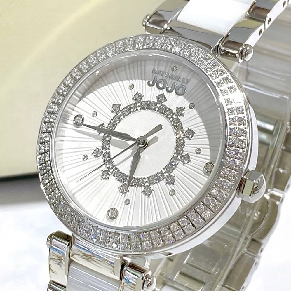 【NATURALLY JOJO】奢華晶鑽半陶瓷腕錶 JO96984-80F 現代鐘錶