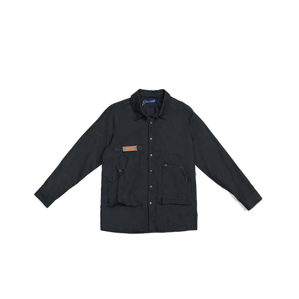 工裝立體袋襯衫 - 黑