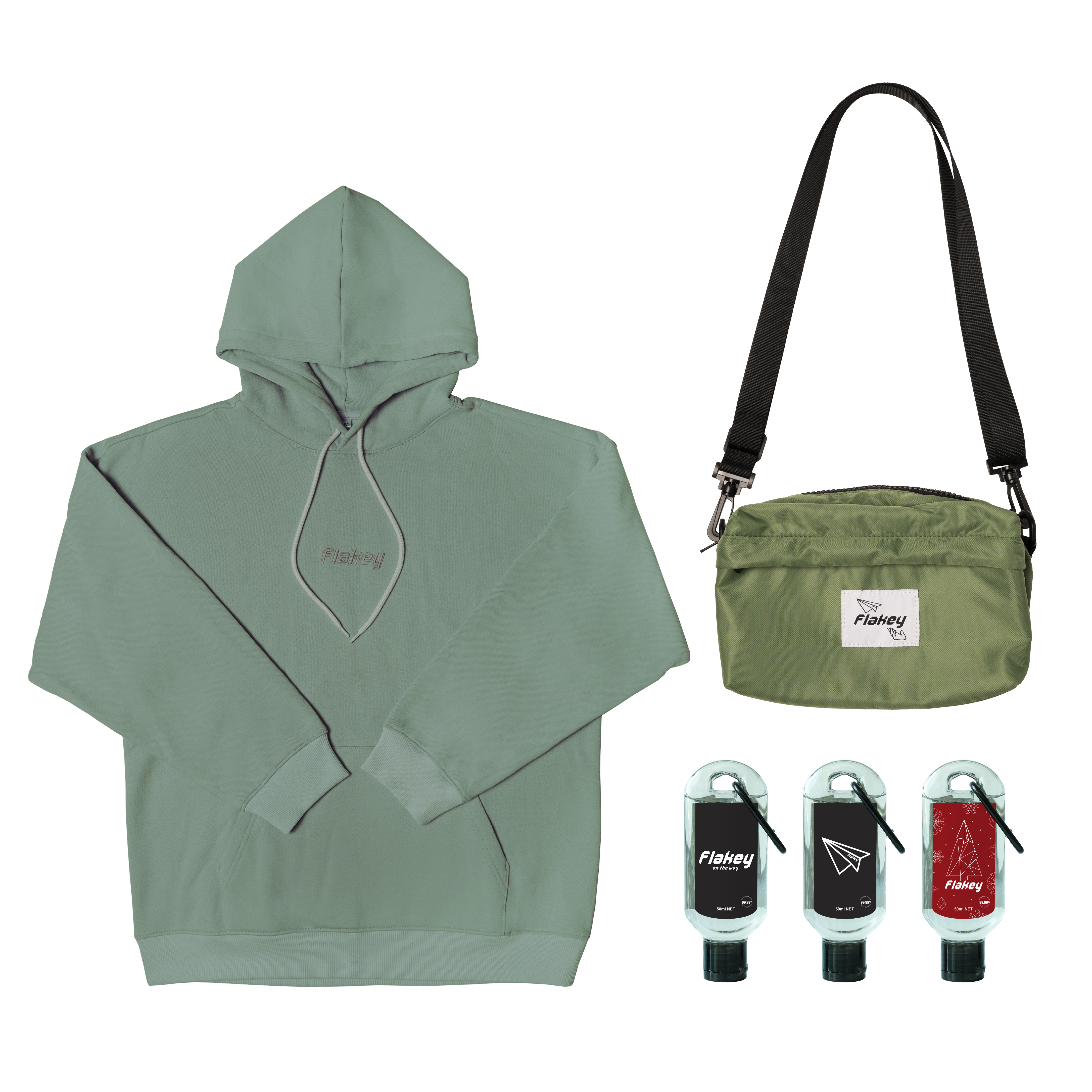 FLAKEY 斜孭袋聖誕限定禮盒裝 ( 迷綠斜孭袋 + 迷綠連帽衛衣)