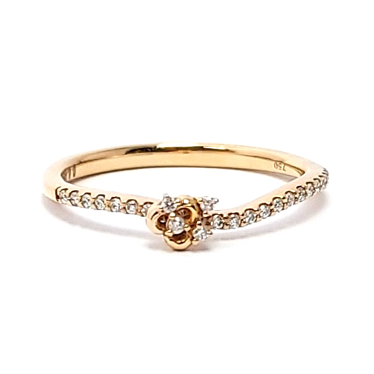 18K玫瑰金天然鑽石花型戒指