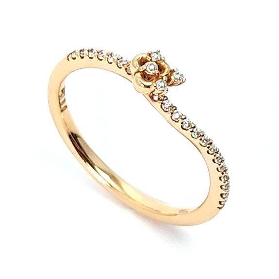 18K玫瑰金天然鑽石花型戒指