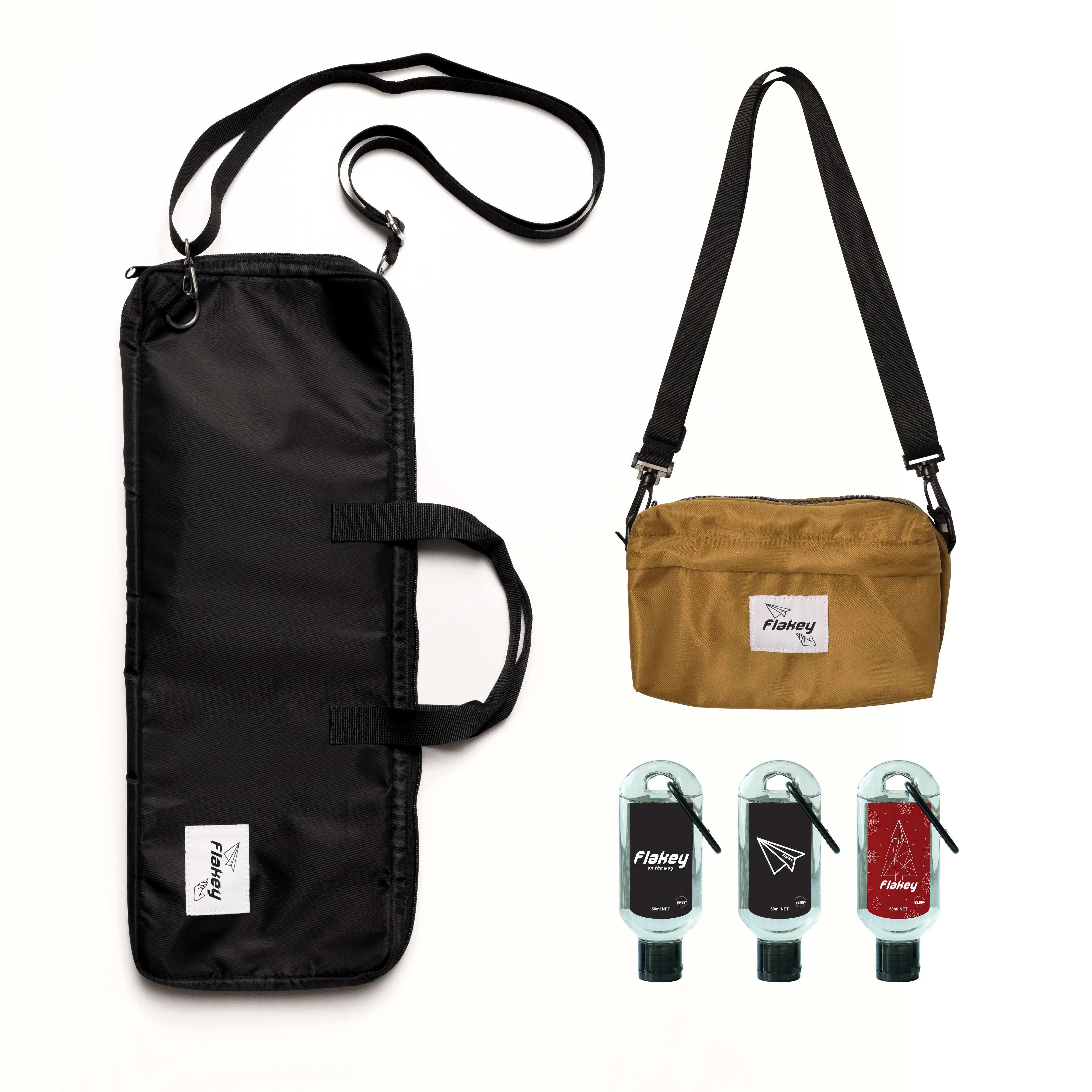 FLAKEY 雙袋聖誕限定禮盒裝 (玄黑手幅袋 + 芥黃斜孭袋)