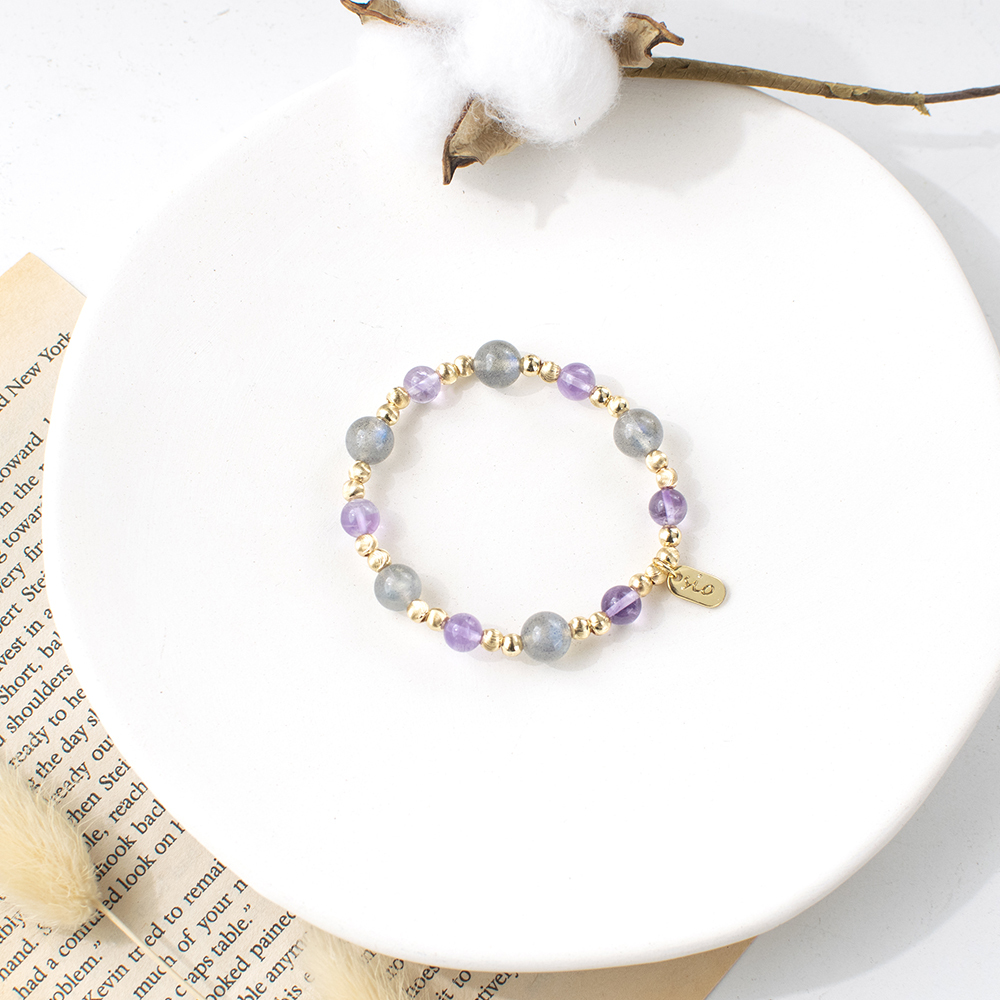 能量手鍊【塞納河畔-夜】紫水晶月光石手鍊