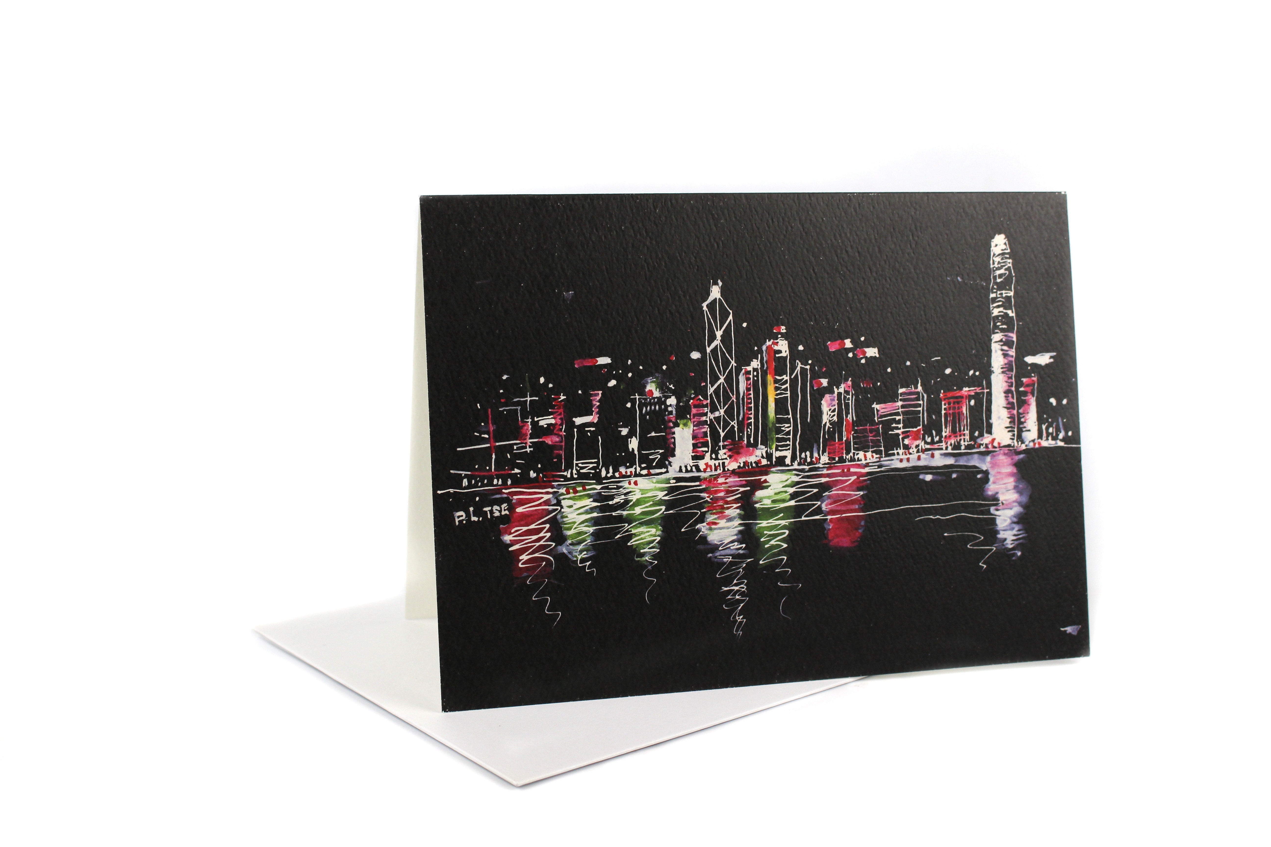 森雅文化A5 賀卡- 夜玲瓏系列 - 維港夜. 中銀艷