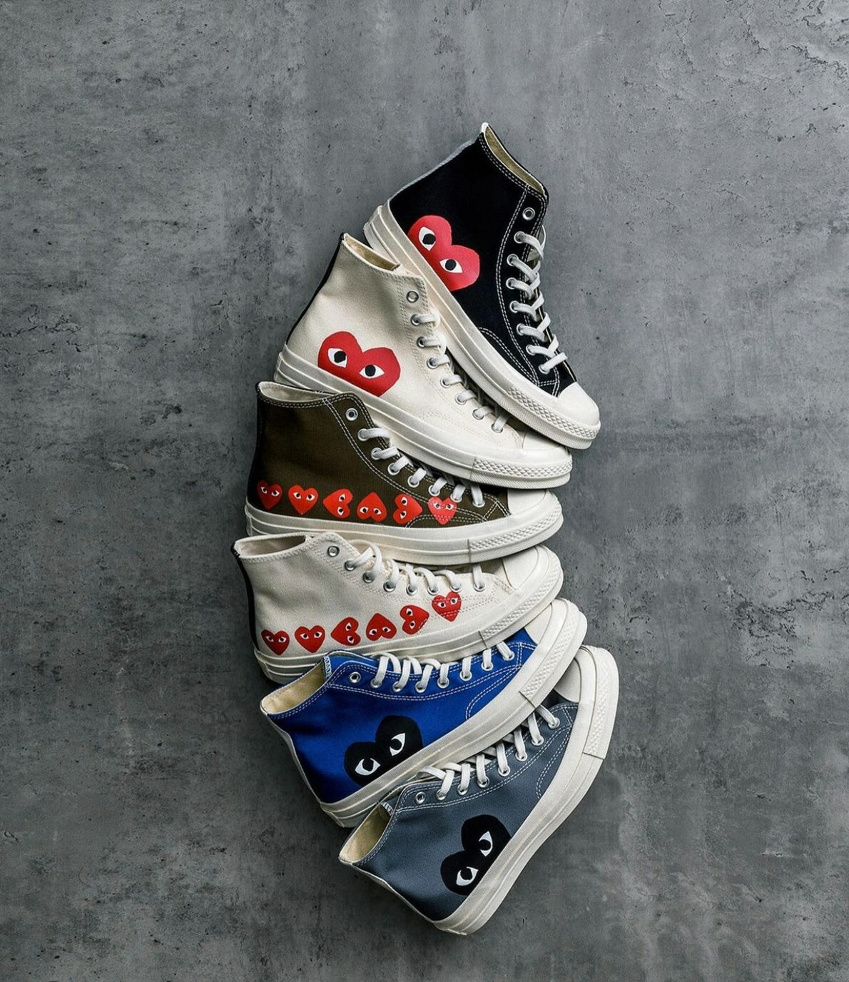 CDG x Converse 1970 藍 灰 黑愛心 帆布鞋