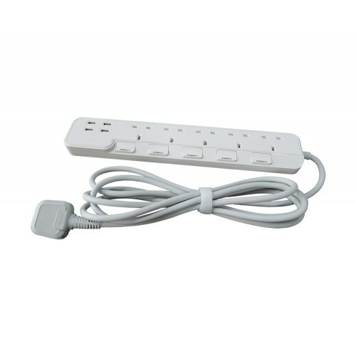 歐麗 OMNI 5位獨立開關安全拖板/4USB (4.2) 13A  - UK054