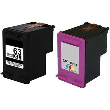 代用 HP 63XL 黑色/彩色墨盒 (F6U63AA/F6U64AA)