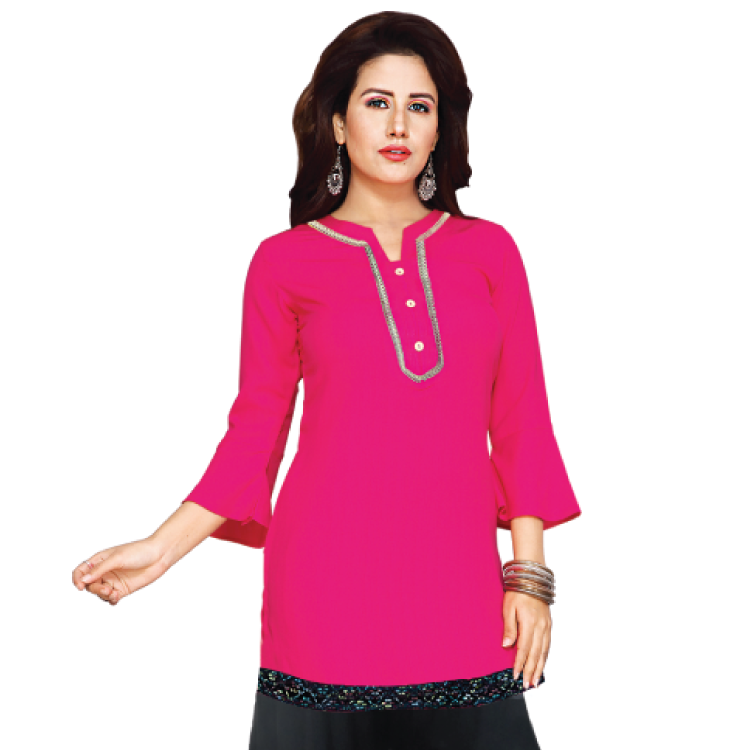 Women Pink Comfy Koshibo Ironless Easy care Kurti Top Q1233