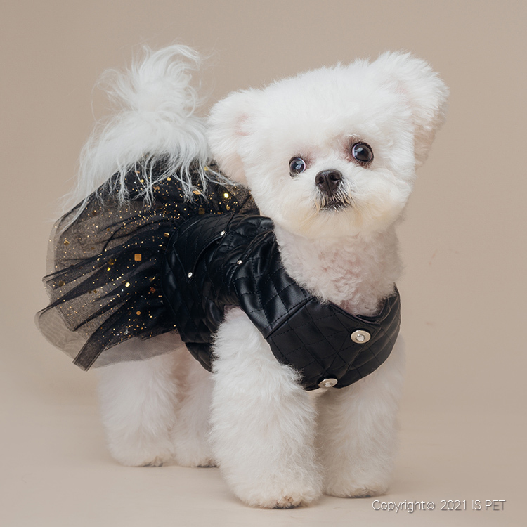 IsPet  寵物衣服— PU(合成皮革)龐克風黑色連身裙 - [ 3尺寸]