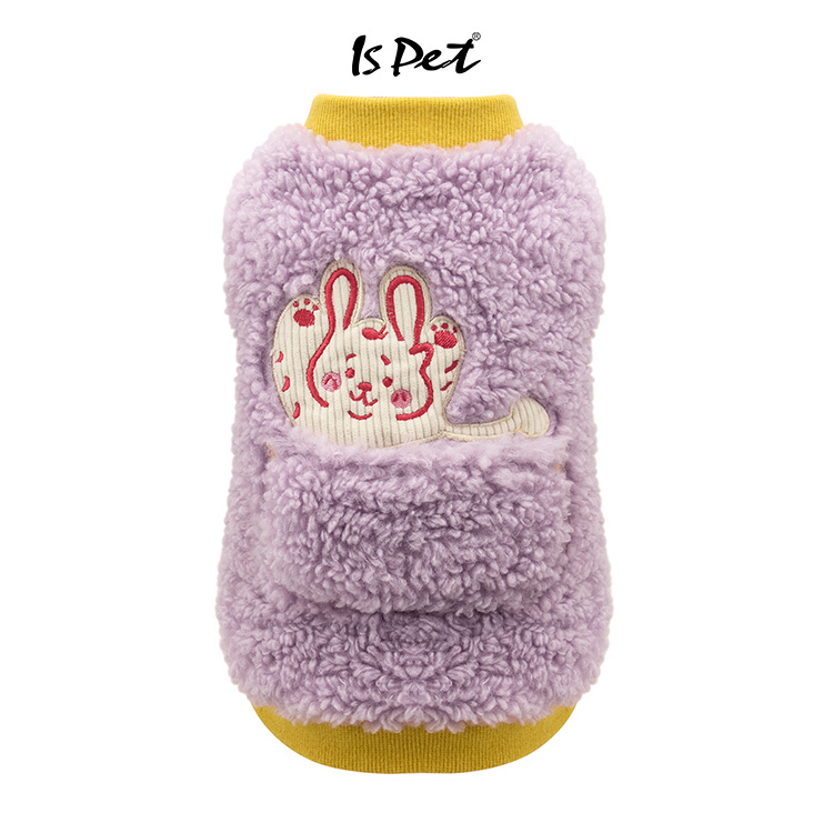 IsPet 寵物衣服— 含羊毛麥穗花加厚毛絨兔子圖案衛衣外套 - 紫色 - [5 尺寸]